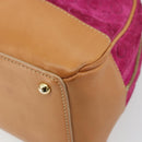 CELINE C Macadam Canvas Hand Bag Suede Pink Gold Auth BA12374-9