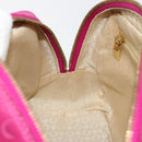CELINE C Macadam Canvas Hand Bag Suede Pink Gold Auth BA12374-20