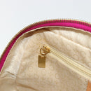 CELINE C Macadam Canvas Hand Bag Suede Pink Gold Auth BA12374-21