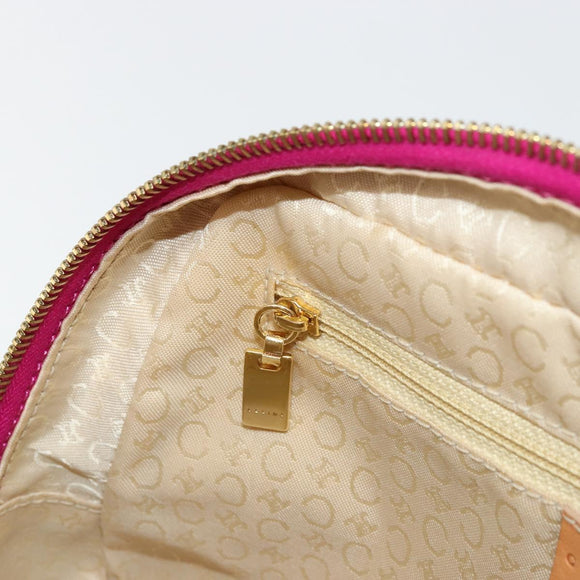 CELINE C Macadam Canvas Hand Bag Suede Pink Gold Auth BA12374