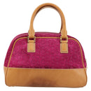 CELINE C Macadam Canvas Hand Bag Suede Pink Gold Auth BA12374-2