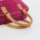 CELINE C Macadam Canvas Hand Bag Suede Pink Gold Auth BA12374-7