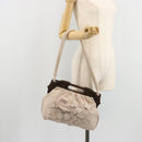 VALENTINO Hand Bag Suede 2way Pink Silver Auth BA12375A-20