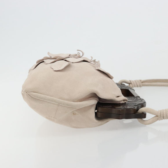 VALENTINO Hand Bag Suede 2way Pink Silver Auth BA12375A