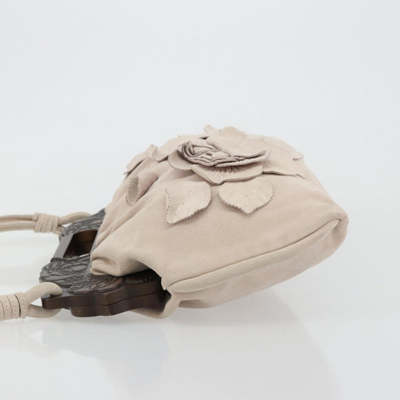 VALENTINO Hand Bag Suede 2way Pink Silver Auth BA12375A