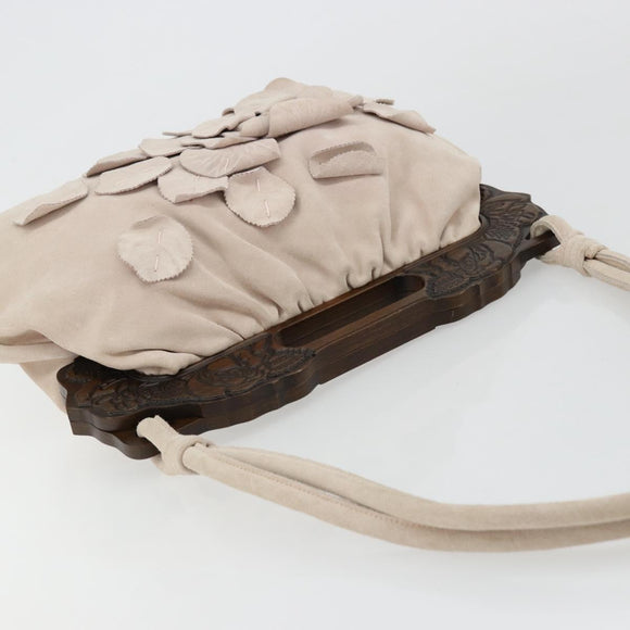 VALENTINO Hand Bag Suede 2way Pink Silver Auth BA12375A