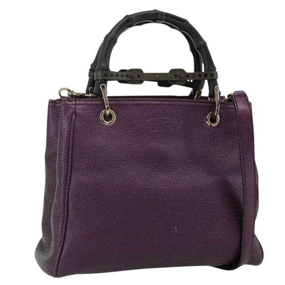 GUCCI Bamboo Hand Bag 2way Purple 336032 Auth BA12378A