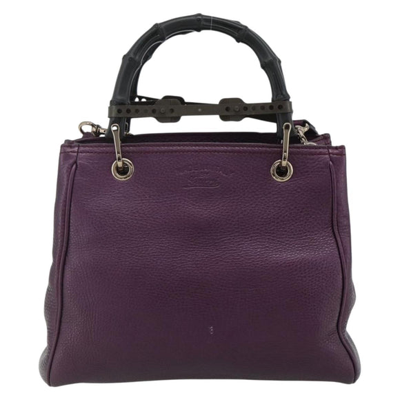 GUCCI Bamboo Hand Bag 2way Purple 336032 Auth BA12378A