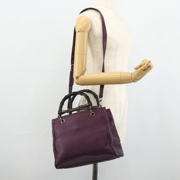 GUCCI Bamboo Hand Bag 2way Purple 336032 Auth BA12378A
