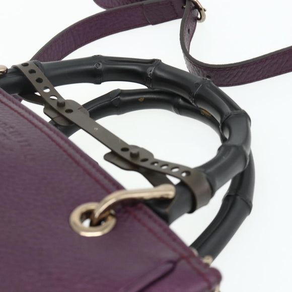 GUCCI Bamboo Hand Bag 2way Purple 336032 Auth BA12378A
