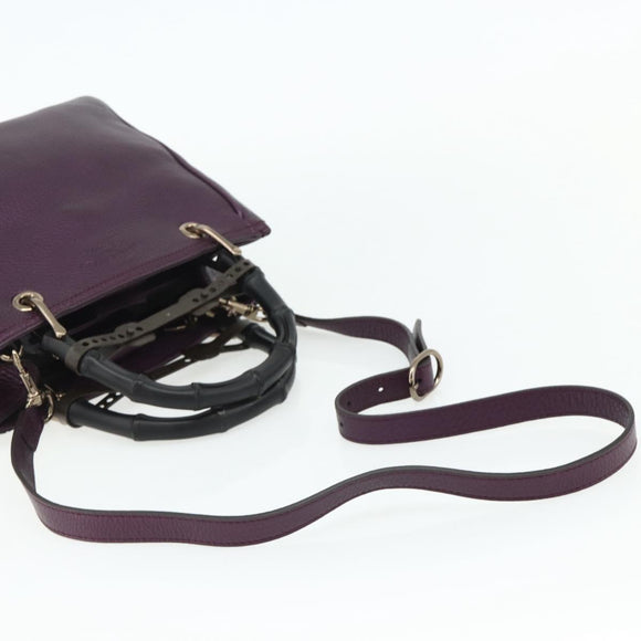GUCCI Bamboo Hand Bag 2way Purple 336032 Auth BA12378A
