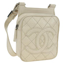CHANEL Matelasse Shoulder Bag Caviar Skin Ivory Gold CC Auth BA12379V-1