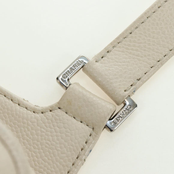 CHANEL Matelasse Umhängetasche Caviar Skin Ivory Gold CC Auth BA12379V