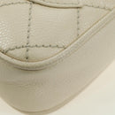 CHANEL Matelasse Shoulder Bag Caviar Skin Ivory Gold CC Auth BA12379V-18