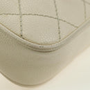 CHANEL Matelasse Shoulder Bag Caviar Skin Ivory Gold CC Auth BA12379V-19