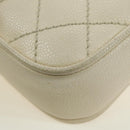 CHANEL Matelasse Shoulder Bag Caviar Skin Ivory Gold CC Auth BA12379V-20
