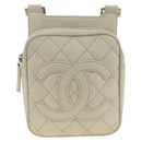 CHANEL Matelasse Shoulder Bag Caviar Skin Ivory Gold CC Auth BA12379V-13