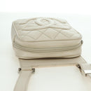 CHANEL Matelasse Shoulder Bag Caviar Skin Ivory Gold CC Auth BA12379V-14