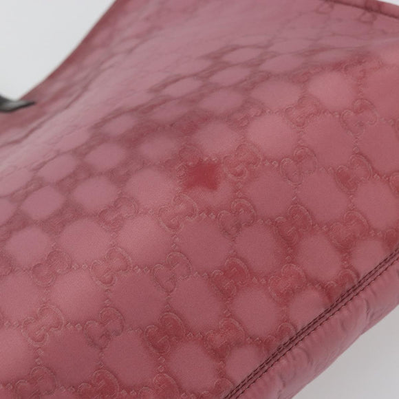 GUCCI GG Canvas Tote Bag Nylon Pink Silver 355732 Auth BA12380