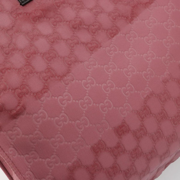 GUCCI GG Canvas Tote Bag Nylon Pink Silver 355732 Auth BA12380