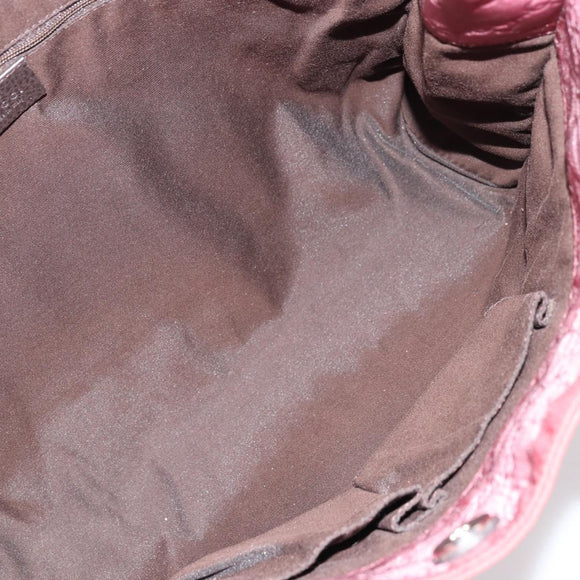 GUCCI GG Canvas Tote Bag Nylon Pink Silver 355732 Auth BA12380