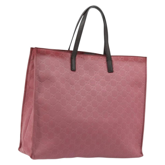 GUCCI GG Canvas Tote Bag Nylon Pink Silver 355732 Auth BA12380