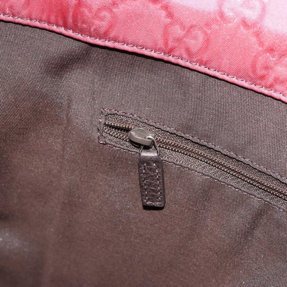 GUCCI GG Canvas Tote Bag Nylon Pink Silver 355732 Auth BA12380
