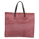 GUCCI GG Canvas Tote Bag Nylon Pink Silver 355732 Auth BA12380-2