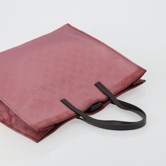 GUCCI GG Canvas Tote Bag Nylon Pink Silver 355732 Auth BA12380