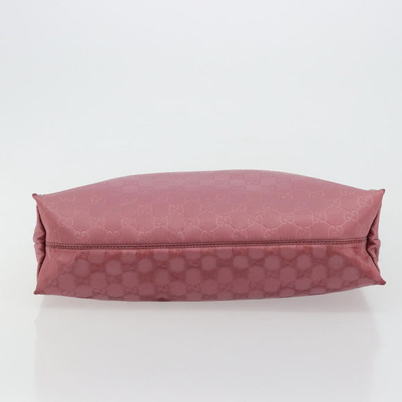 GUCCI GG Canvas Tote Bag Nylon Pink Silver 355732 Auth BA12380