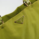 PRADA Tote Bag Nylon Green Gold Auth BA12382-17