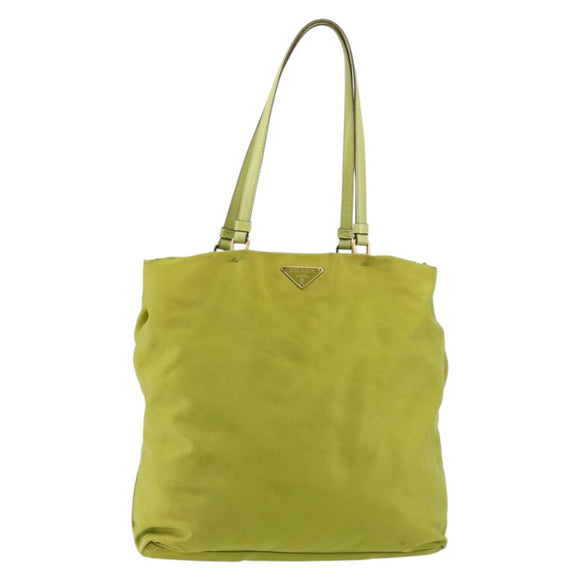 PRADA Tote Bag Nylon Green Gold Auth BA12382