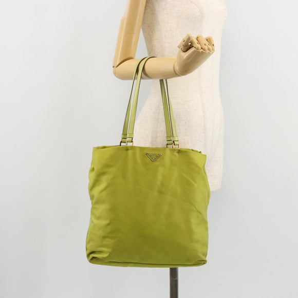 PRADA Tote Bag Nylon Green Gold Auth BA12382