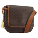 CELINE Macadam Canvas Shoulder Bag PVC Leather Brown Gold Auth BA12386-1