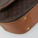 CELINE Macadam Canvas Shoulder Bag PVC Leather Brown Gold Auth BA12386-15