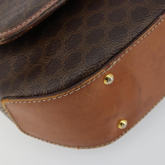 CELINE Macadam Canvas Shoulder Bag PVC Leather Brown Gold Auth BA12386