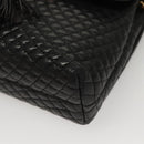 BALLY Quilted Chain Shoulder Bag Leather Black Gold Auth BA1239-14