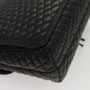 BALLY Quilted Chain Shoulder Bag Leather Black Gold Auth BA1239-15