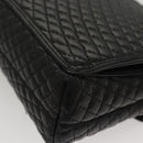 BALLY Quilted Chain Shoulder Bag Leather Black Gold Auth BA1239-16