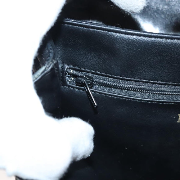 BALLY Quilted Chain Shoulder Bag Leather Black Gold Auth BA1239