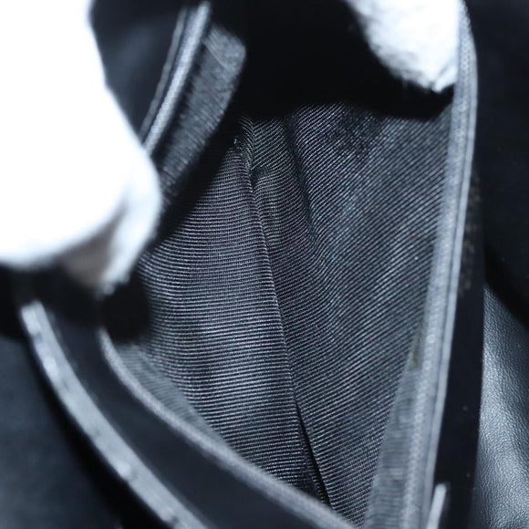 BALLY Quilted Chain Shoulder Bag Leather Black Gold Auth BA1239