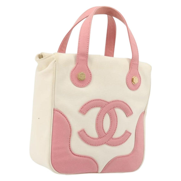 CHANEL Tote Bag Canvas Beige Gold CC Auth BA12393