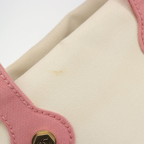 CHANEL Tote Bag Canvas Beige Gold CC Auth BA12393