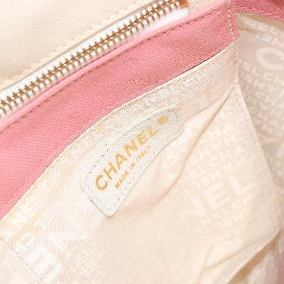 CHANEL Tote Bag Canvas Beige Gold CC Auth BA12393