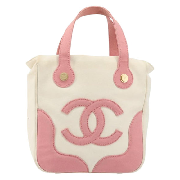 CHANEL Tote Bag Canvas Beige Gold CC Auth BA12393