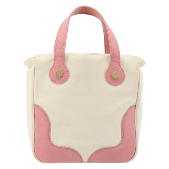 CHANEL Tote Bag Canvas Beige Gold CC Auth BA12393