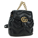 GUCCI GG Marmont Backpack Leather Black Gold 777253 Auth BA12395SAV-1