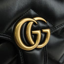GUCCI GG Marmont Backpack Leather Black Gold 777253 Auth BA12395SAV-20