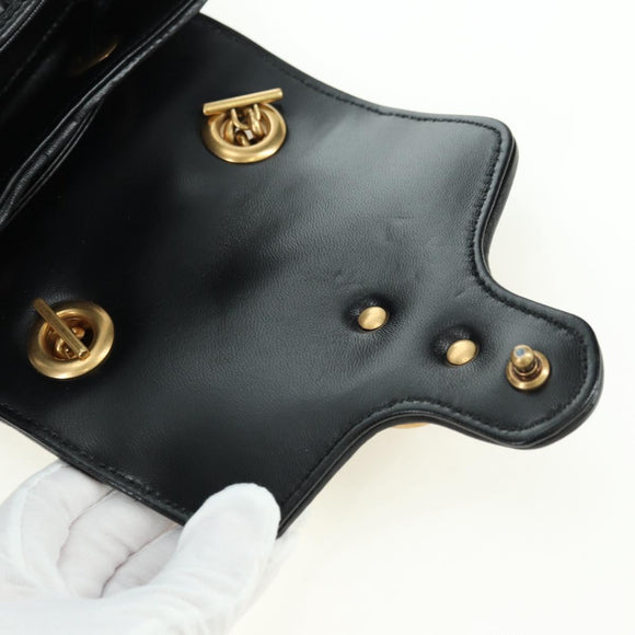 GUCCI GG Marmont Backpack Leather Black Gold 777253 Auth BA12395SAV