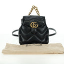 GUCCI GG Marmont Backpack Leather Black Gold 777253 Auth BA12395SAV-12